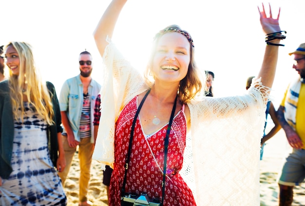 Friends having fun at the beach