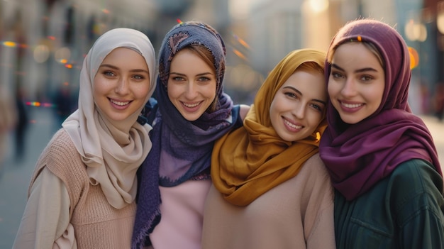 The friends in hijabs