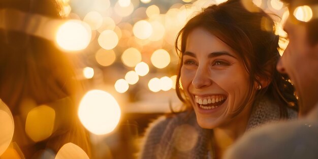 Photo friends laughing and chatting in a cozy cafe enjoying each others company concept friendship cafes socializing laughter quality time