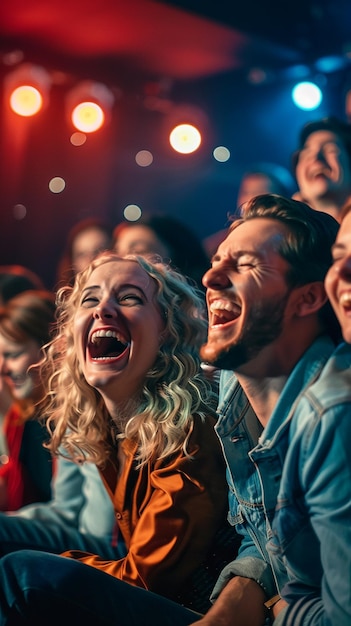 Friends Laughing Uncontrollably at a Comedy Show