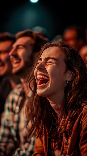 Friends Laughing Uncontrollably at a Comedy Show