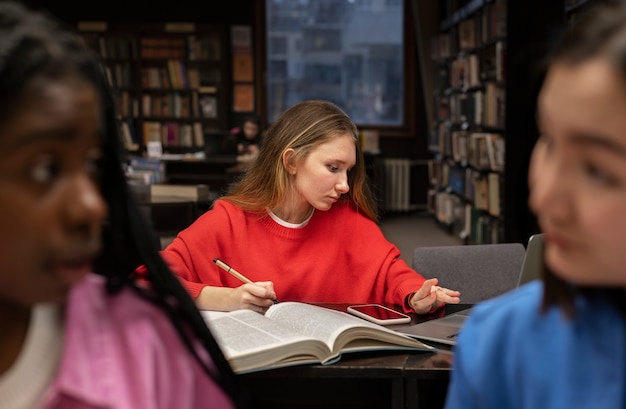 Friends learning in a study group