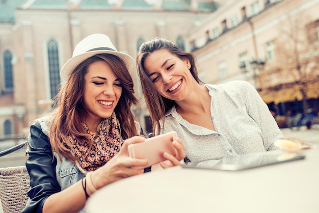 Friends making selfie