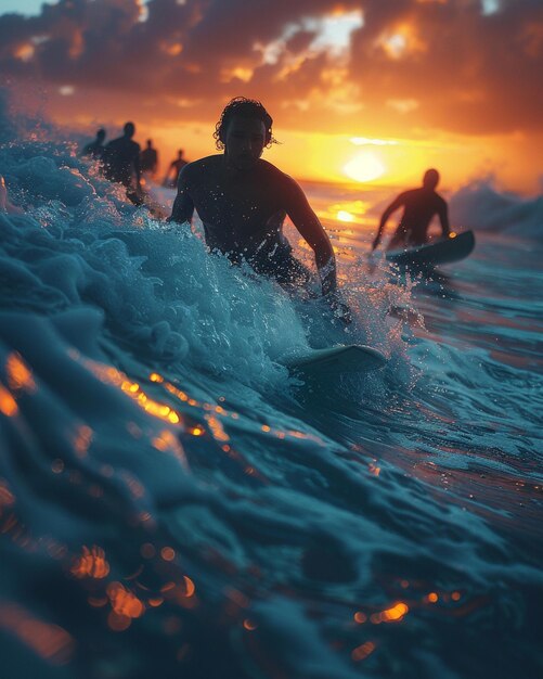 Friends Paddling Out Into The Ocean Background