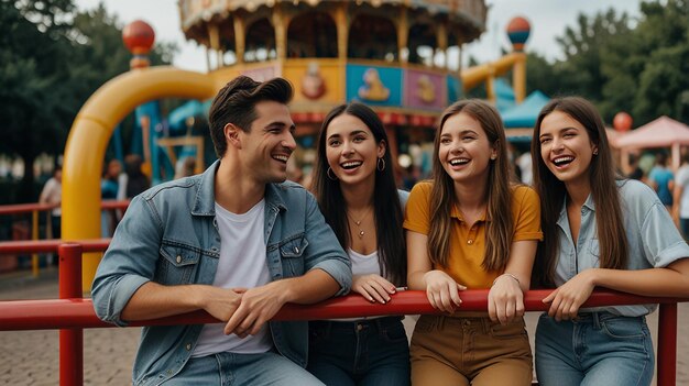 Friends at a Theme Park