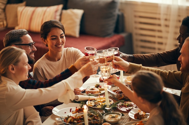 Friends Toasting at Diinner Party