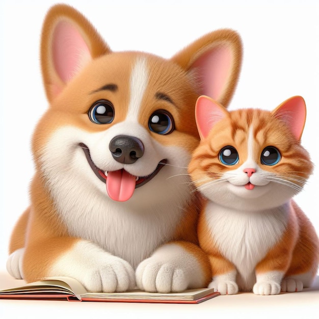 Friendship cat and dog cute animals