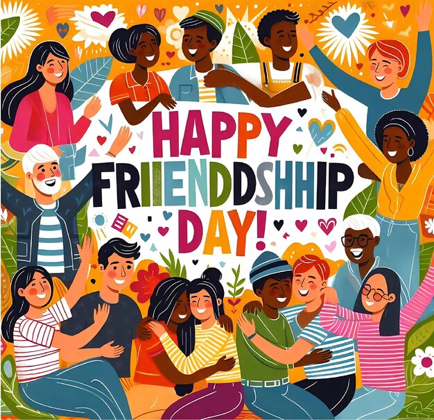 Friendship Day Celebration Flat Illustration Poster