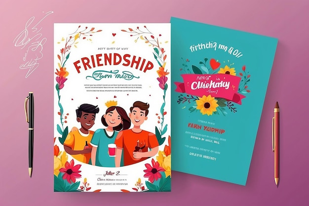 Photo friendship day celebration invitation template