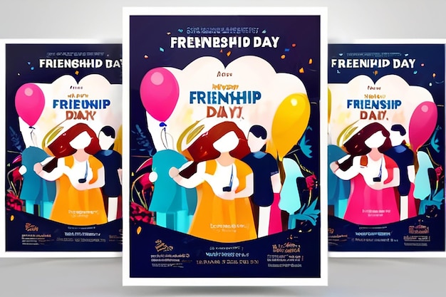 Photo friendship day celebration poster template