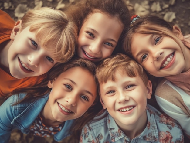 Friendship Day Children's friendship Happy children smiling at the camera