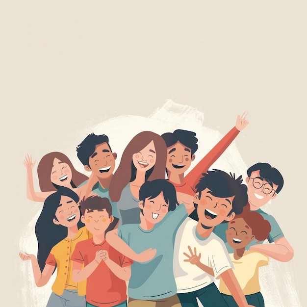 friendship day flat illustration hug symbol of friends unity illustration