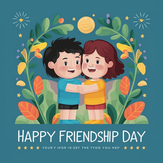 friendship day illustration background with two hands tie Happy international friendship day Concept