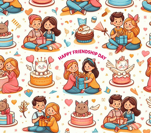 Friendship Day Seamless Pattern Background