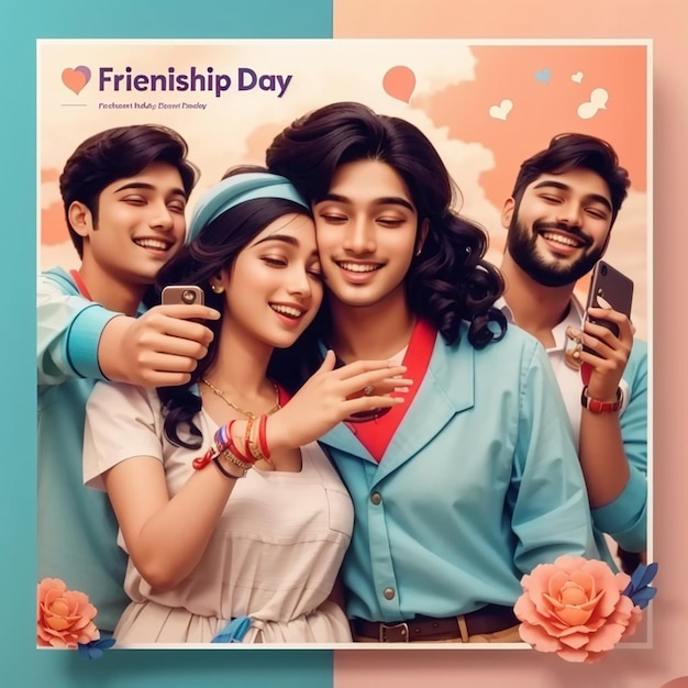 Photo friendship day social media post template