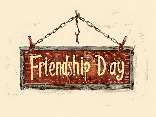 Friendship Day Text on Isolated Ivory Signboard for Holiday