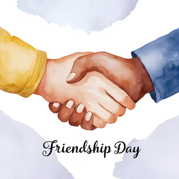 Friendship Day Watercolor Design with Handshake Warm and Minimalistic Art