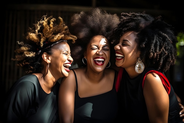 Friendship Laughter Smiling Black Lady with Her Friends