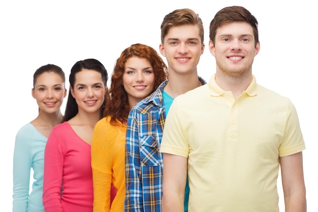 friendship, youth and people concept - group of smiling teenagers