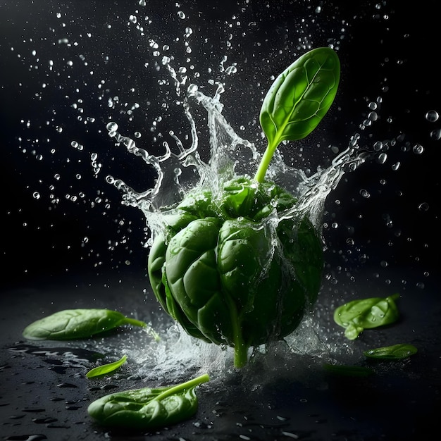 Frish Spinach with water splash