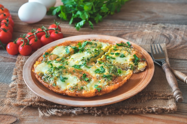 Frittata with ground meat and mozzarella