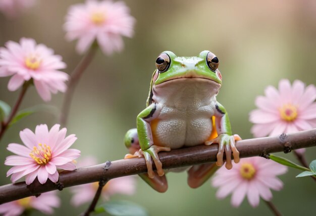 Photo frog on branch