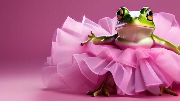 Frog in a dress copy space