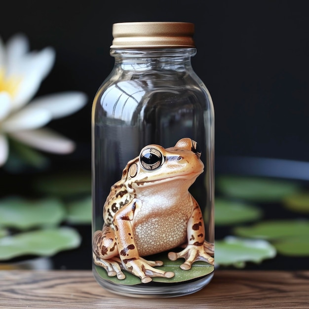 Photo frog in a jar