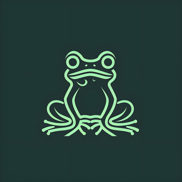 Frog logo design vector template Green frog icon on dark background