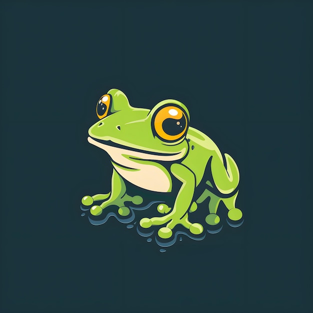 Frog logo Vector illustration of a green frog on a dark background