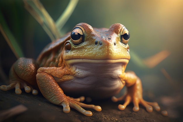 Frog on natural background Illustration AI Generative