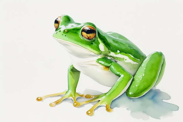 Frog photo prepared in watercolor style