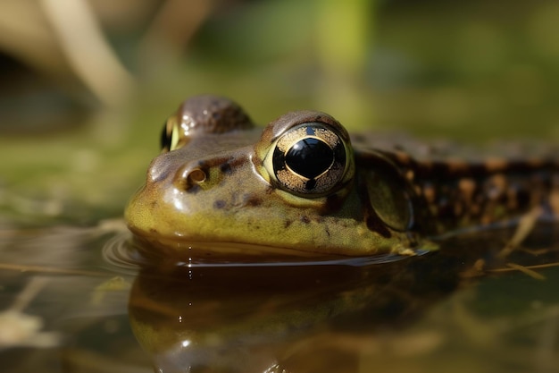 A frog in a pond with the word frog on the front.