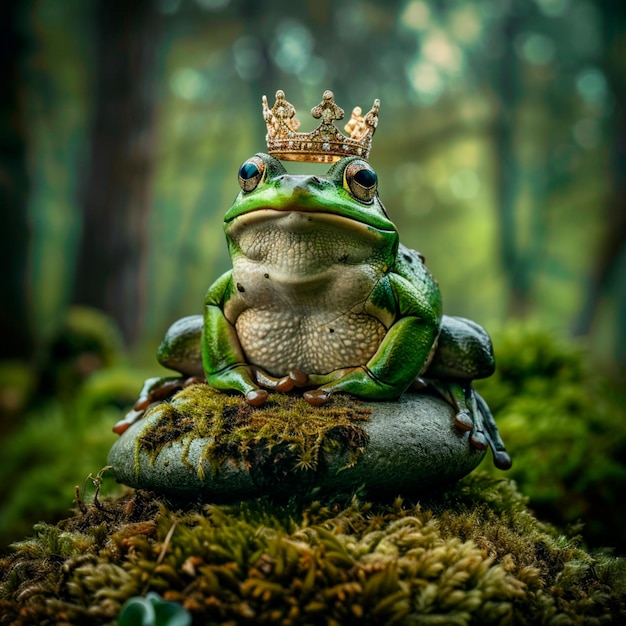 A frog prince wearing a crown