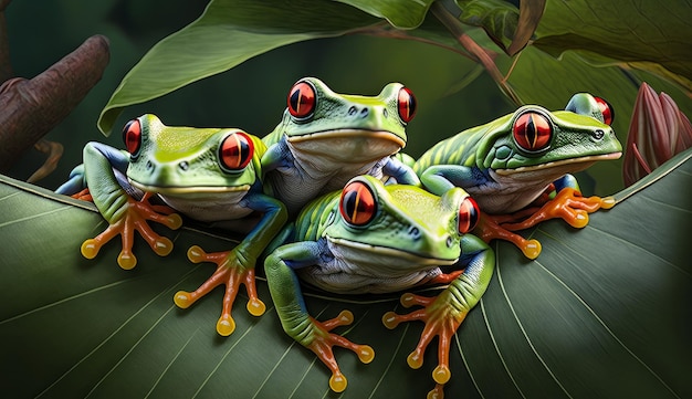 Frog sitting on a lily pad in nature generative ai