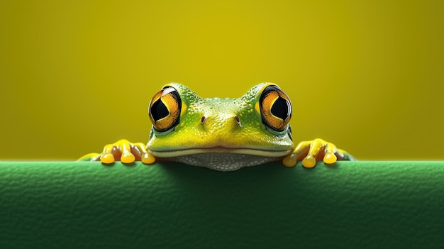 Frog sitting on a tree branch in the rainforest generative AI