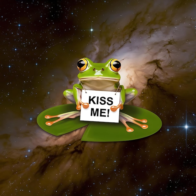 Photo frog on space nebula background wallpaper