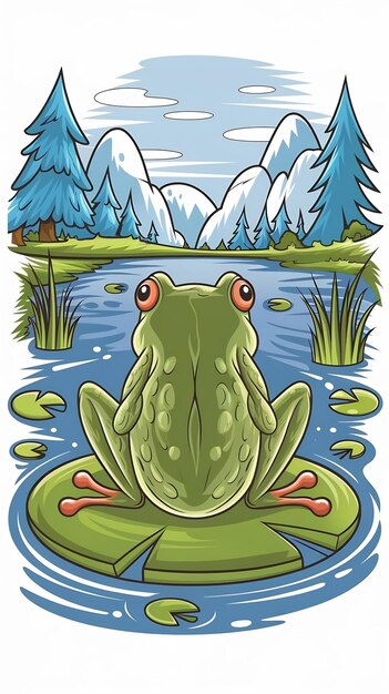 Frog top view cartoon style