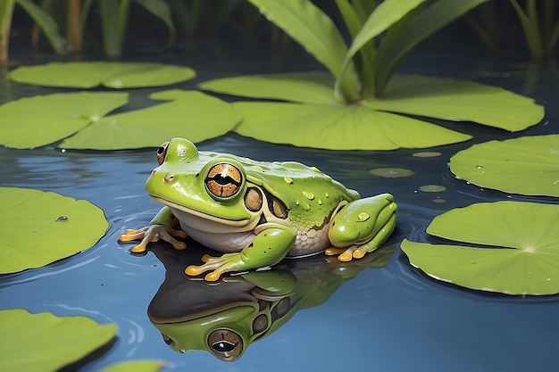 A frog and a water