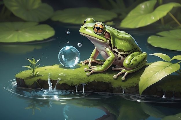 Photo a frog and a water