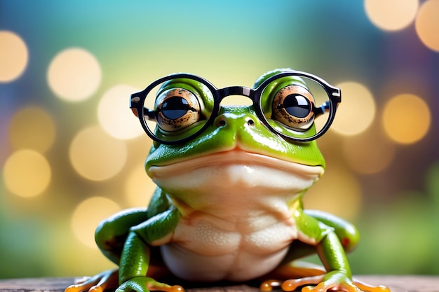 Photo frog wearing glasses