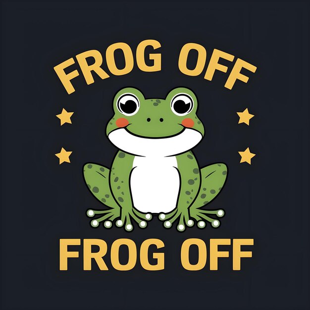 Photo a frog with a black background that says frog off