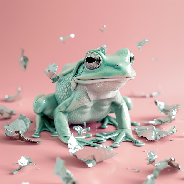 Photo frog with foil