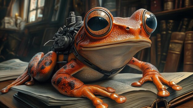 Frog with Gear on an Open Book