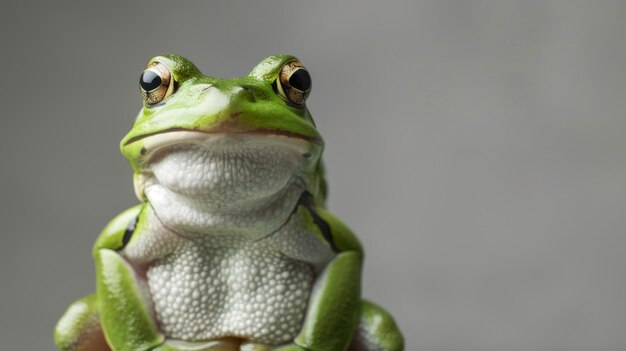 Photo a frog with a green head and a white background