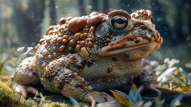 a frog with a lot of spots on its face