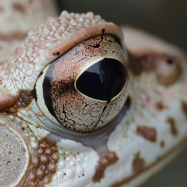 Photo a frogs eye with a black spot on its eye