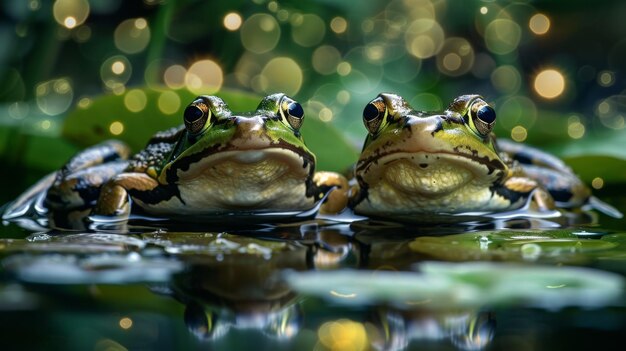 Frogs on a Twinkling Night Captivating Amphibians in Enchanting Surroundings