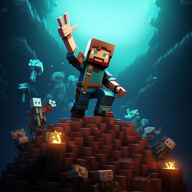 From Minecraft Story to Hero The Happy Hero Who Rose to the Top A 4K Adventure on a Dark Backgrou