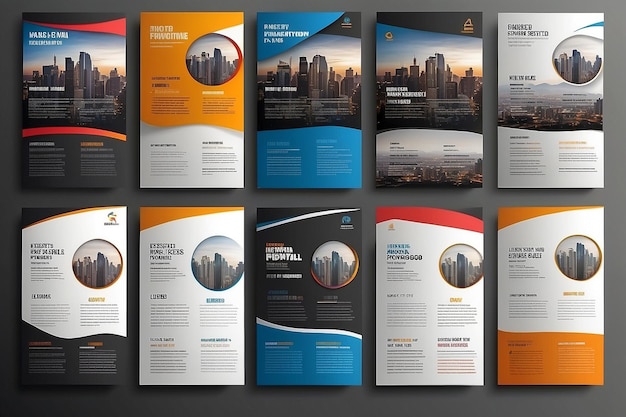 Photo front and back cover of a modern business brochure layout or flyer template poster magazin